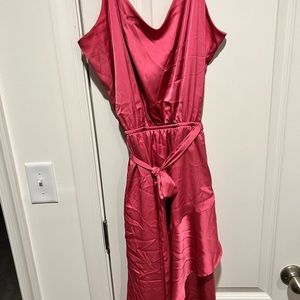 Satin pink tiered dress